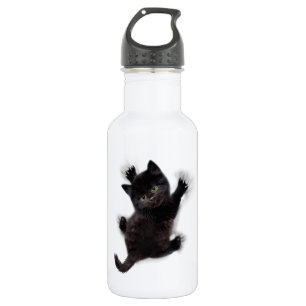 Schwarze Katzen klettern auf menschlichem Rücken Edelstahlflasche