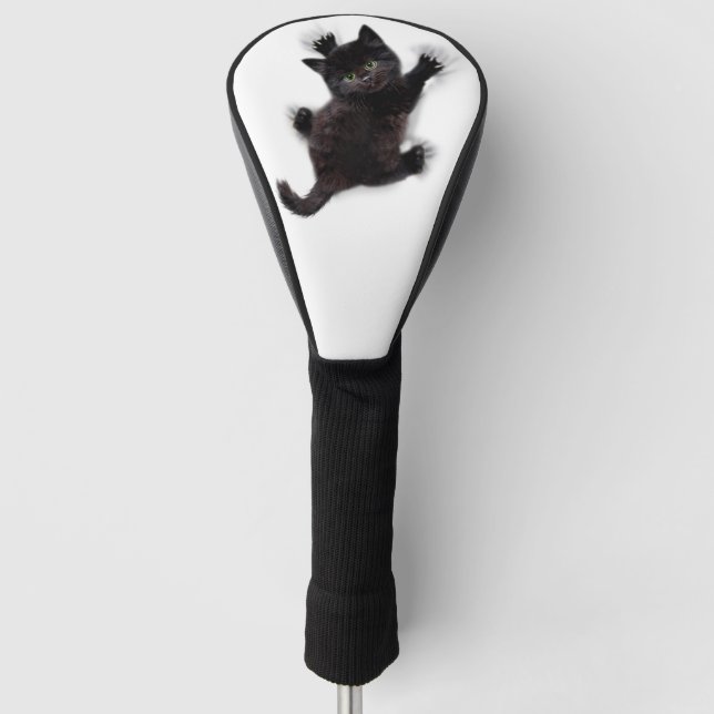 Schwarze Katzen klettern auf menschlichem Rücken Golf Headcover (Vorderseite)