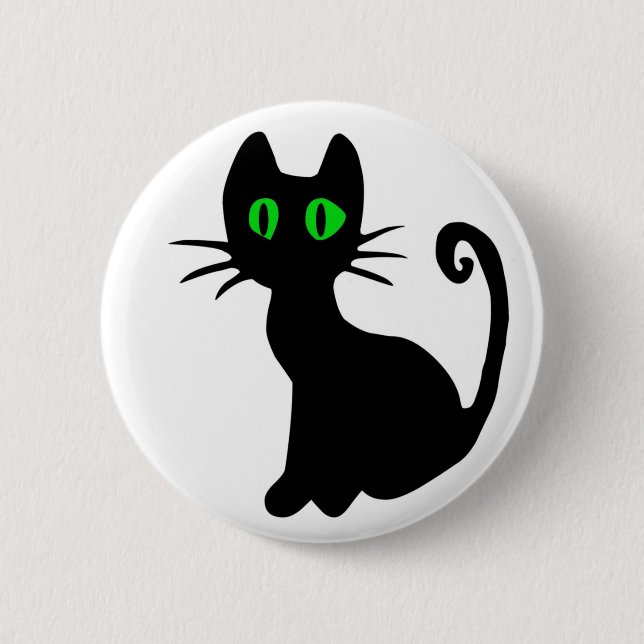 Schwarze Katzen-Knopf Button (Vorderseite)