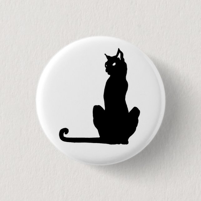 Schwarze Katzen-Knopf Button (Vorderseite)