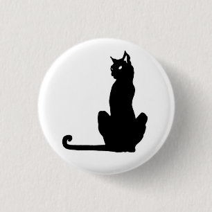 Schwarze Katzen-Knopf Button