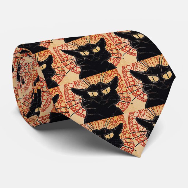 Schwarze Katzen Krawatte (Gerollt)