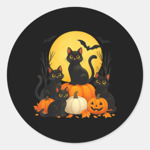 Schwarze Katzen-Kürbis-Halloween-Kostüm Männer Fra Runder Aufkleber