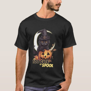 Schwarze Katzen-Kürbis Ich bin zu süß zum Spuken M T-Shirt