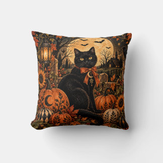 Schwarze Katzen-Kürbis-Mond-Halloween-Wurfkissen Kissen