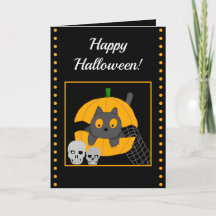Schwarze Katzen-Kürbis-Totenkopf-Kinder-Halloween
