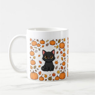Schwarze Katzen-Kürbisfeld Süße Halloween-Kunst Kaffeetasse