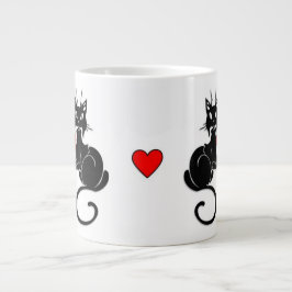 Schwarze Katzen-Liebe Jumbo-Tasse