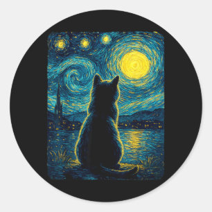 Schwarze Katzen Liebhaber Sternennacht Vincent Van Runder Aufkleber