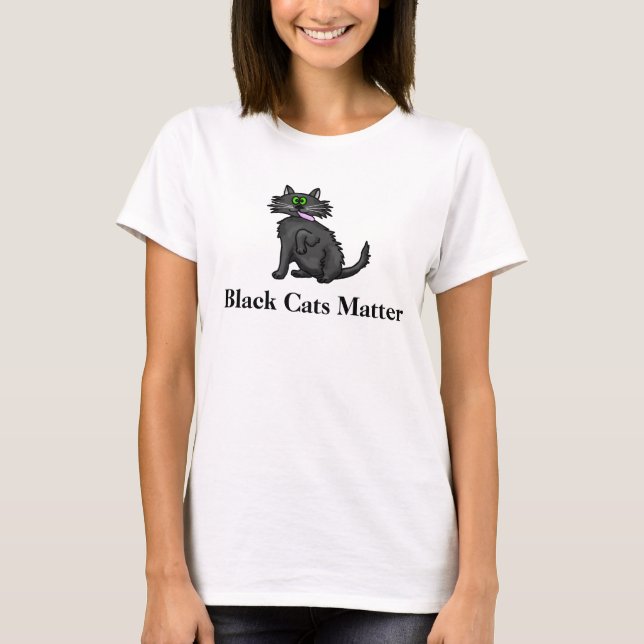 Schwarze Katzen Materie T - Shirt (Vorderseite)