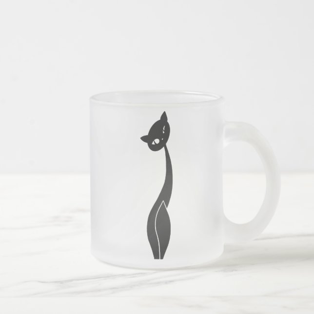 Schwarze Katzen-mattierte GlasTasse Mattglastasse (Rechts)