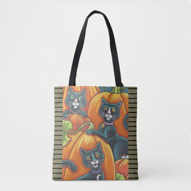 SCHWARZE KATZEN, MAUS, JACKE, HALLOWEEN TASCHE (Vorderseite)