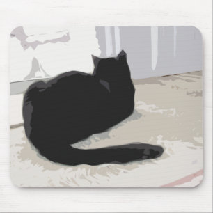 Schwarze Katzen-Mausunterlage Mousepad