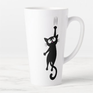 Schwarze Katzen-Minimalist-Wandkunst Druckbar, Süß Milchtasse
