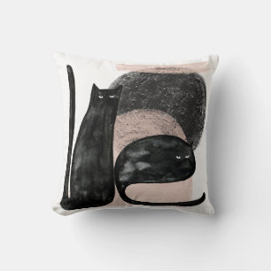 Schwarze Katzen minimalistische Illustration, Katz Kissen