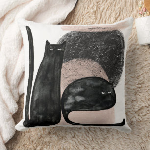 Schwarze Katzen minimalistische Illustration, Katz Kissen
