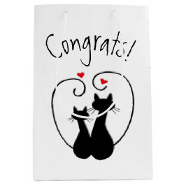 Schwarze Katzen mit Herz Mittlere Geschenktüte