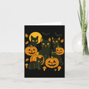 Schwarze Katzen mit Jack O Lanterns Mond und Flede Karte