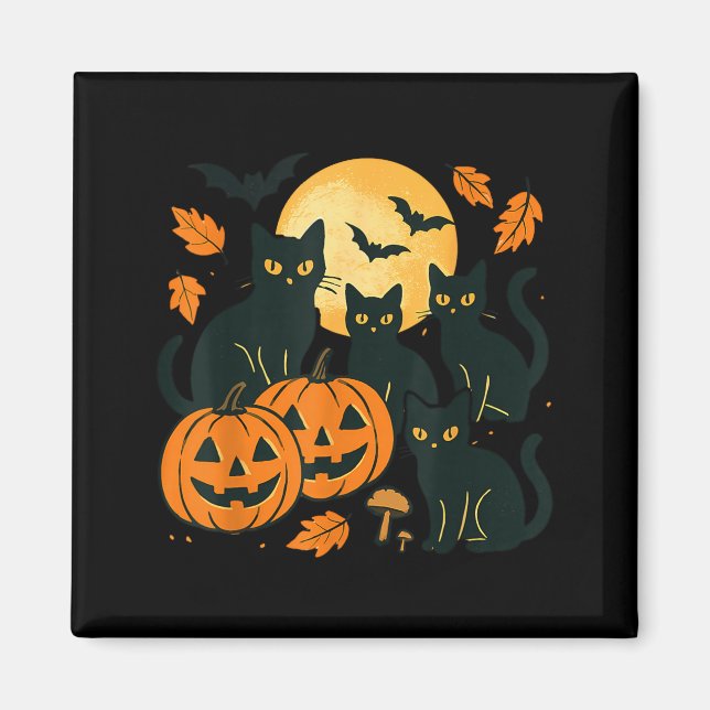 Schwarze Katzen mit Jack O Lanterns Mond und Flede Magnet (Vorne)