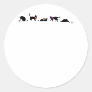 Schwarze Katzen mit LGBT-Flags LGBTQ-Pristsupport Runder Aufkleber