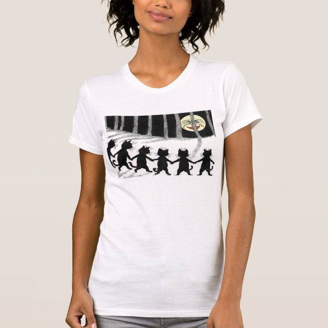 Schwarze Katzen-Mond-T-Shirt T-Shirt (Vorderseite)