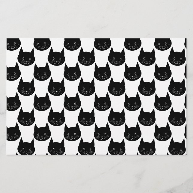 Schwarze Katzen-Muster Briefpapier (Vorderseite)
