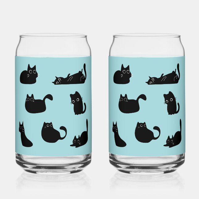 Schwarze Katzen Muster Dosenglas (Vorderseite)