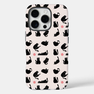 Schwarze Katzen Muster iPhone 16 Pro Hülle