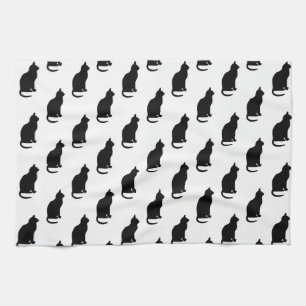 Schwarze Katzen Muster Katzen Textur Weißer Hinte Handtuch