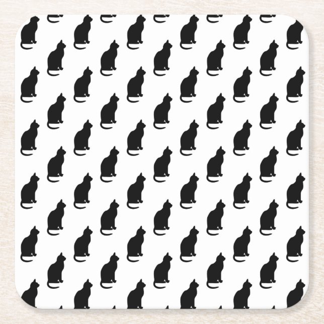 Schwarze Katzen Muster Katzen Textur Weißer Hinter Rechteckiger Pappuntersetzer (Vorderseite)
