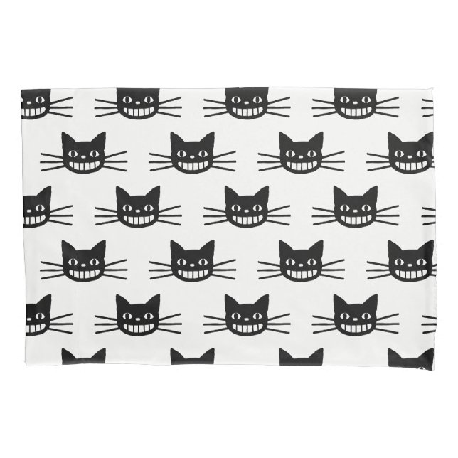 Schwarze Katzen-Muster Kissenbezug (Vorderseite)