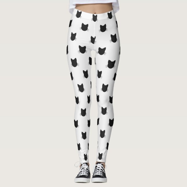 Schwarze Katzen Muster Leggings (Vorderseite)