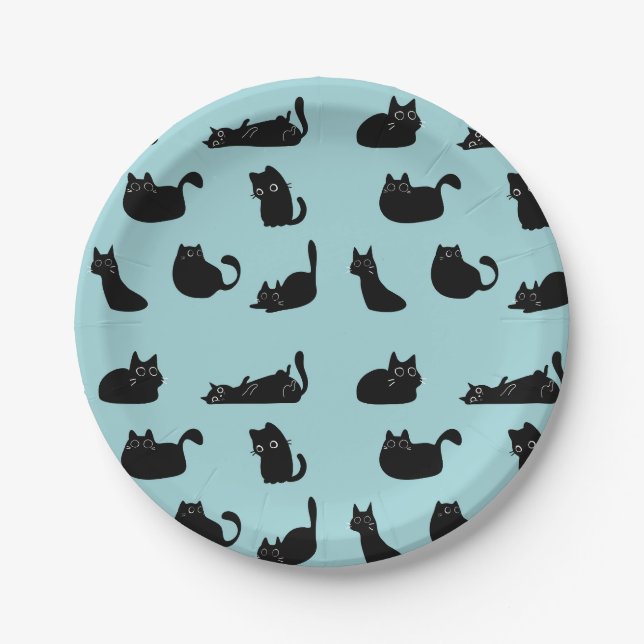 Schwarze Katzen Muster Pappteller (Vorderseite)