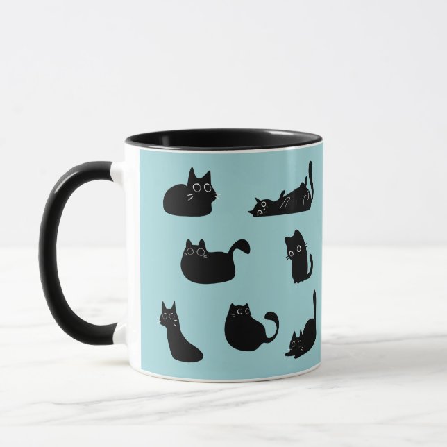 Schwarze Katzen Muster Tasse (Links)