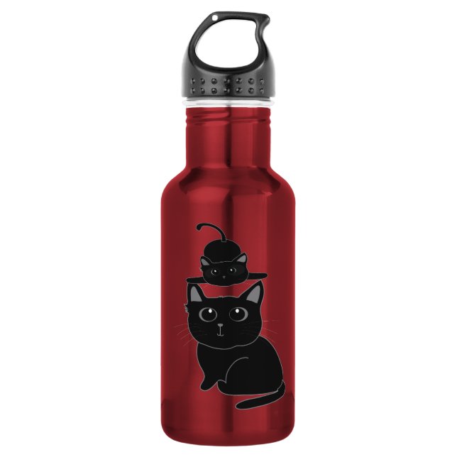 Schwarze Katzen, Mutter und Kind Edelstahlflasche (Vorderseite)