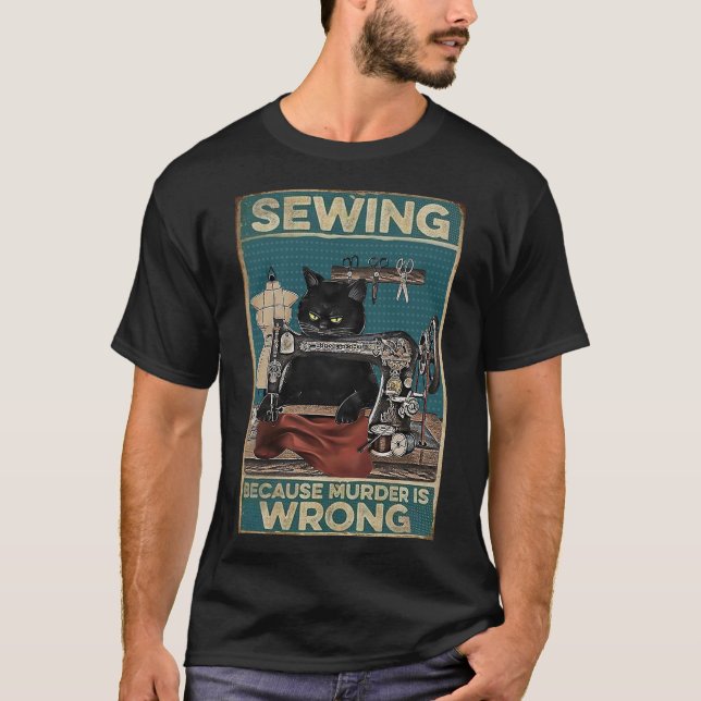 Schwarze Katzen Nähen, weil Mord falsch ist T-Shirt (Vorderseite)