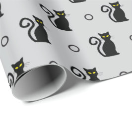 Schwarze Katzen Nahtlose leichte Graue Halloween-G Geschenkpapier