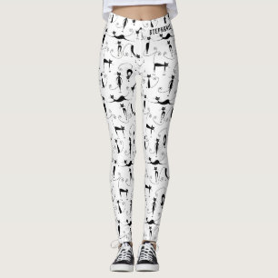 Schwarze Katzen Nahtloses Muster Individuelle Name Leggings