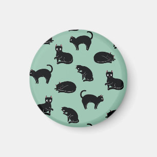 Schwarze Katzen Nahtloses Muster Magnet