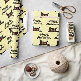 Schwarze Katzen Nahtloses Wrapping Paper zu Hallow Geschenkpapier