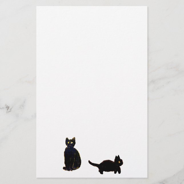 Schwarze Katzen Niedlich Kitty Briefpapier (Vorderseite)