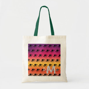 Schwarze Katzen Ombre-Regenbogen-Name-Bibliotheksb Tragetasche
