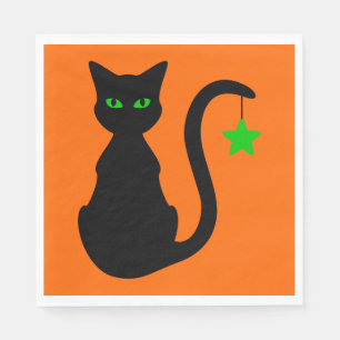 Schwarze Katzen-Papierservietten Serviette