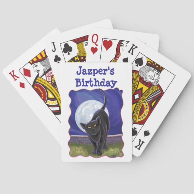 Schwarze Katzen-Party-Mitte Spielkarten (Rückseite)