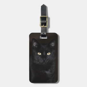 Schwarze Katzen-Porträt Gepäckanhänger