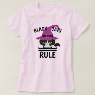 Schwarze Katzen Regel Halloween Shirt - Witzige He