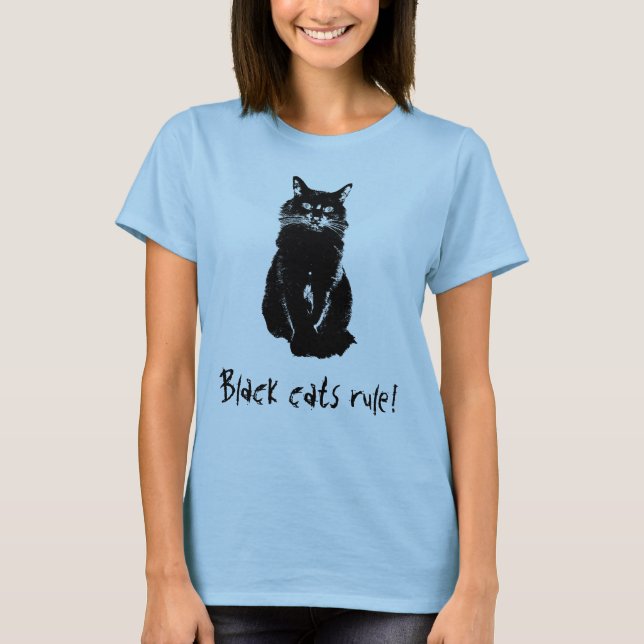Schwarze Katzen-Regel-T - Shirt (Vorderseite)