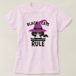 Schwarze Katzen Regel Witze Witziges Halloween-T-S T-Shirt