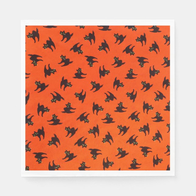 Schwarze Katzen Serviette (Vorderseite)