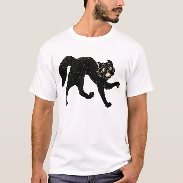 schwarze Katzen-Shirt Zwanzigerjahre Halloweens T-Shirt (Vorderseite)